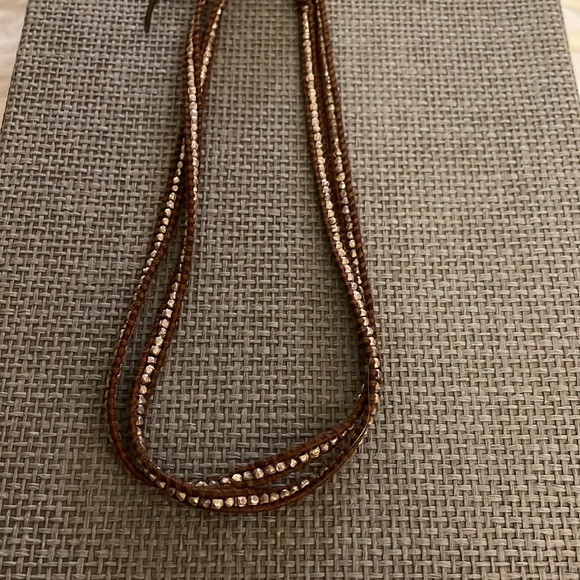 Chan Lui sterling silver wrap bracelet brown genuine leather, adjustable closure - Picture 3 of 5